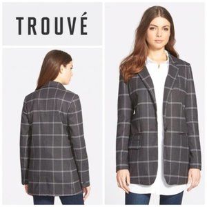 Trouve Grey Plaid Boyfriend Blazer
